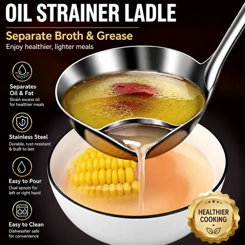 Household Oil Water Separator Ladle Density Principle Grease Remover Strainer Spoon Kitchen Daily Cooking Gadget