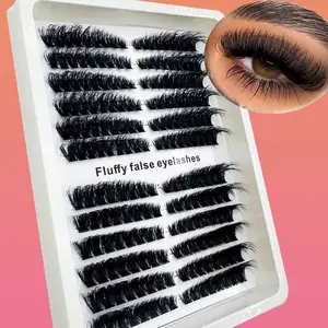 12-Row DD 5D Fluffy Lash Clusters, Individual Lashes Cluster, 10-18 mm mixed lengths, hot-fusion fans, velvety, lightweight, pre-segmented for easy DIY, opens & lifts eyes, comfy all day, everyday to wedding, party, dates, music festivals