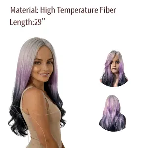 Women's Long Ombré Wig — Glueless Design, Quick 3-Second Application. Perfect for Parties and Daily Wear.