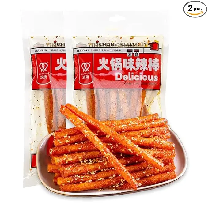 Fraunitsh Latiao Spicy Strips 2 Pack, Authentic Chinese La Tiao Gluten Snack, Bold Spicy Flavor Ready to Eat for School, Office & Travel