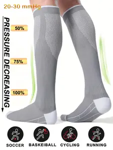 Compression Socks for Women and Men, 20-30 mmHg Knee High Compression Stockings, Circulation Support Socks for Running Nurses Travel Athletic - Soft & Breathable