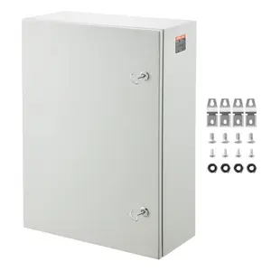 VEVOR Steel Electrical Box, 27.6x 19.7x 9.8 in, Cold Rolled Steel Electrical Enclosure Box, Wall-Mounted Outdoor Electronic Equipment Enclosure with Mounting Plate, Hinges, Lock, IP66 Waterproof