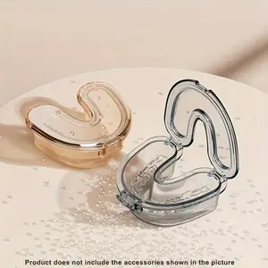 One Piece of U-Shaped Storage Box for Dentures And Retainers, a Soaking Container for Braces with a Cup for Cleaning.