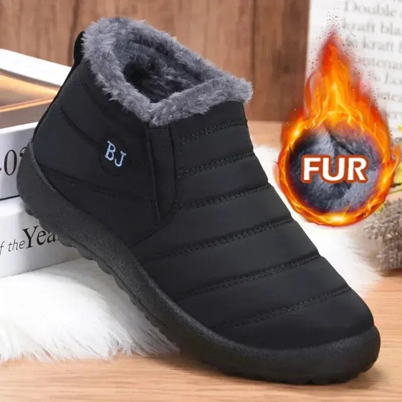 Waterproof Winter Boots for Women — Plush Snow Boots Couple's Cotton Ankle Boots