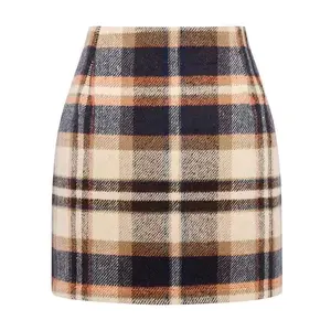 The Red Plaid Zipper Fly Tweed Mini Skirt
