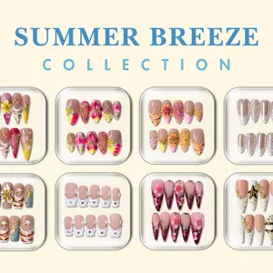 NailPhoria SUMMER BREEZE COLLECTION - SUMMER Handmade Press-On Nails | Reusable, Salon-Quality, Long-Lasting, Glossy Design