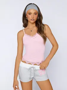 ZESTY Pulse Summer Casual Gray Ultra Short Shorts With Letter Embellishment