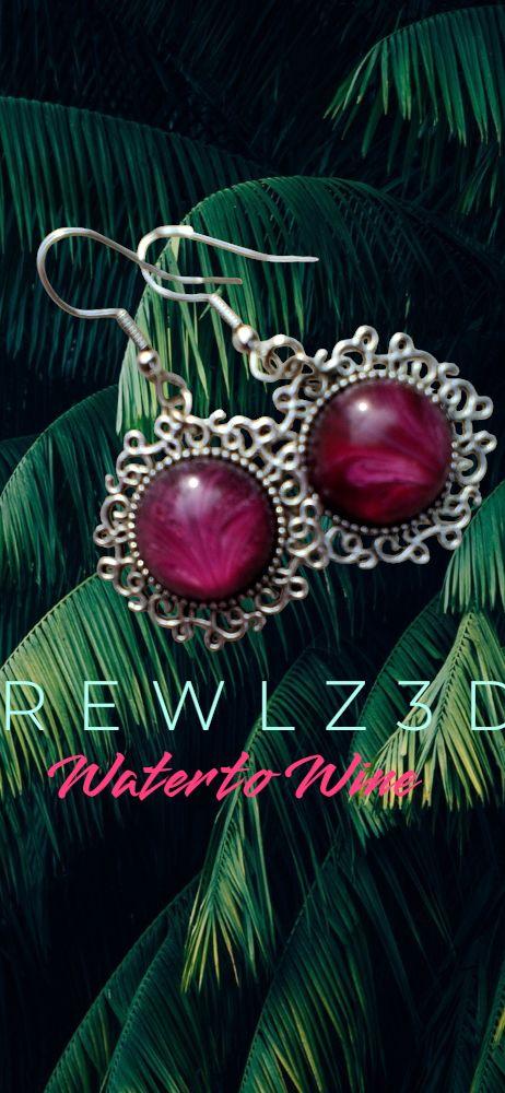 Water to Wine Sterling Silver Filigree Hanging Earrings - Durable Red Swirls, Unique Design, Affordable $30.00 USD, Hook Earrings