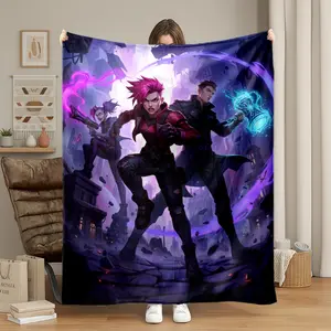 1pc Arcane League of Legends Character Flannel Fleece Blanket, Super Soft Cozy Warm Lightweight Throw for Bed Couch Sofa Living Room Bedroom Office Travel Camping Picnic, Perfect Adult Teen Gift.