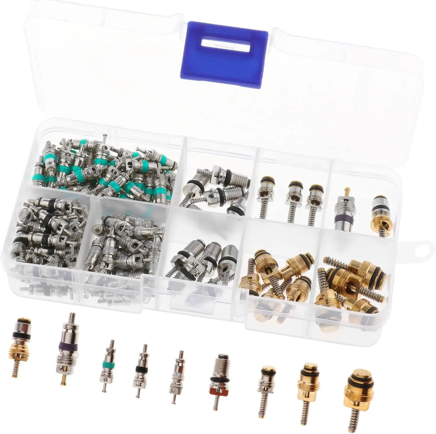 134 PCS Assorted Schrader Valves R134a Kit 11 Kinds of AC Valve Core Air Conditioning Service
