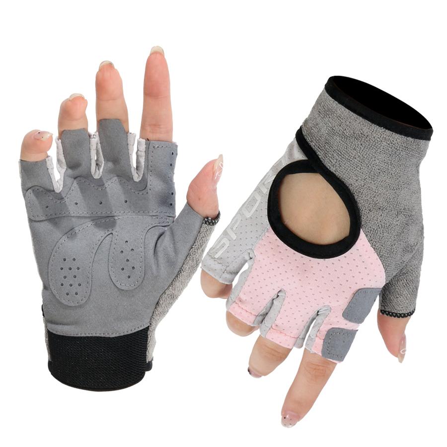 Breathable Half Finger Gym Gloves for Women Men, Anti-Slip Padded Palm Workout Gloves, Fingerless Weight Lifting Gloves for Fitn
