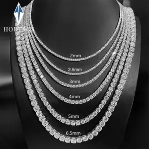 3-6mm Real D Color Moissanite Tennis Necklace for Women Men Sparkling Lab Diamond 925 Silver Neck Chain with GRA Jewelry Gift