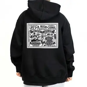 Life 's A Risk Carnal design - Unisex Hoodie Sweatshirt T-Shirt Oversized Outfits Casual, Chicanos Clothing, Cholo Clothes Mexican Style, Digital Print for Outdoor