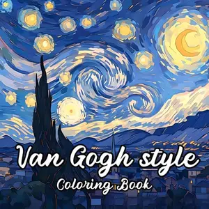 Hand-Drawn Coloring Book Van Gogh Style Stress Relief Hand-Drawn Color Fill Paper Tracing Book, Perfect for Relaxing and Creative Art Therapy