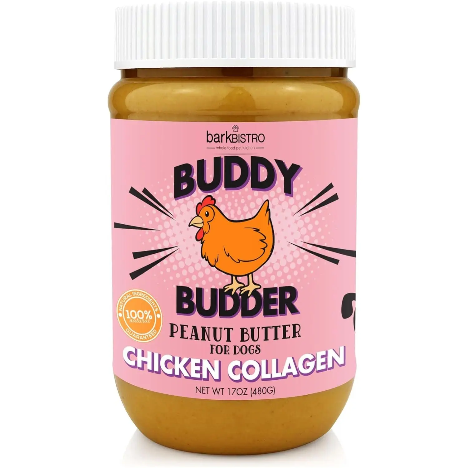 Bark Bistro Chicken Collagen Buddy Budder — 100% Natural Dog Peanut Butter, 17 oz