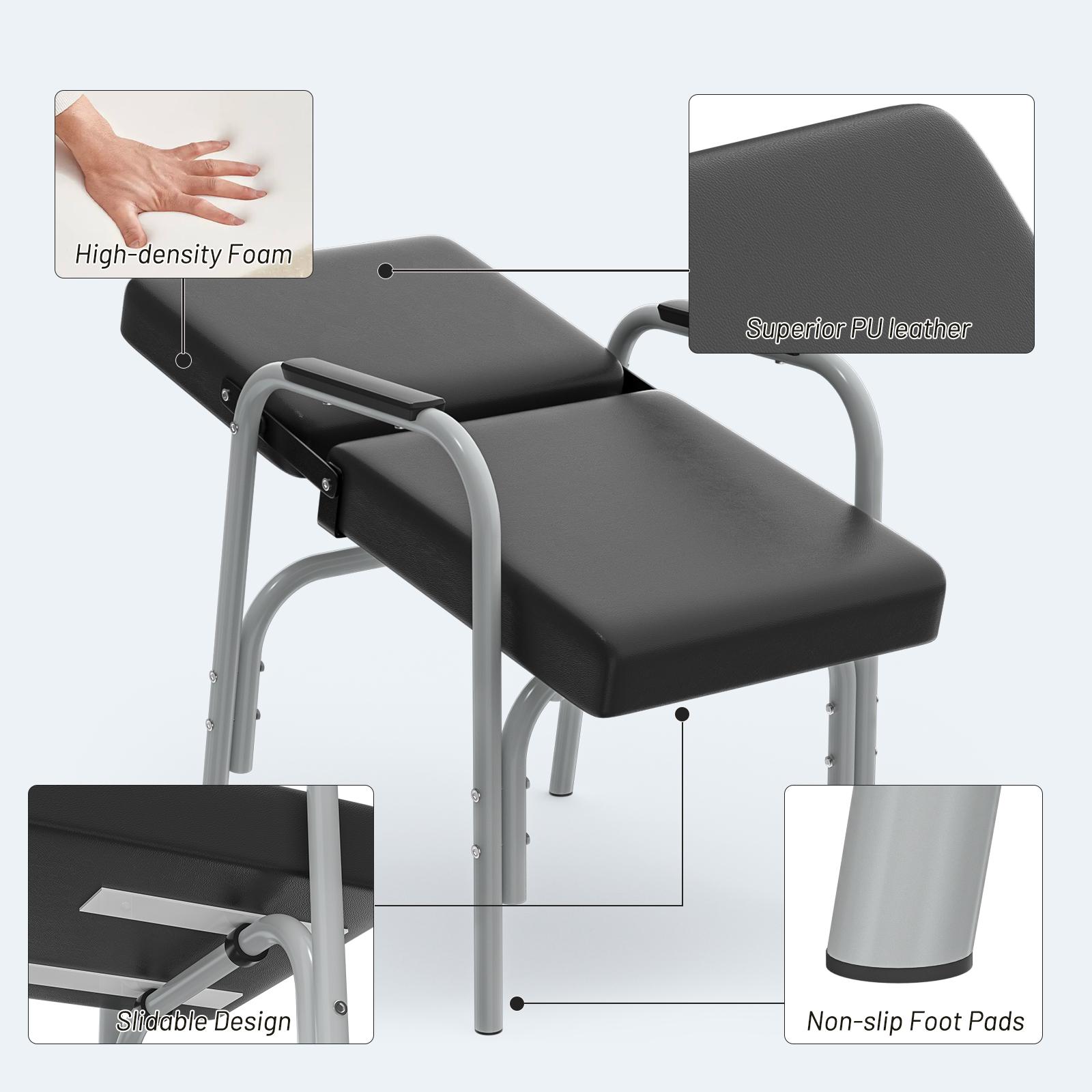 Reclining Shampoo Chair Portable Salon Chair Shampoo Bowl Adjustable Barber Chair Barbershop Reclining Chairs Heavy Duty Chrome Arms Extra Thick Seat Backrest Client Comfort