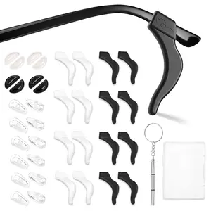 Eyeglasses Replacement Kit - 20 PCS Soft Nose Pads + 16PCS Temple Tips (Ear Cushions) + 3-in-1 Micro Screwdriver + Case for Sunglasses, Myopia & Presbyopia