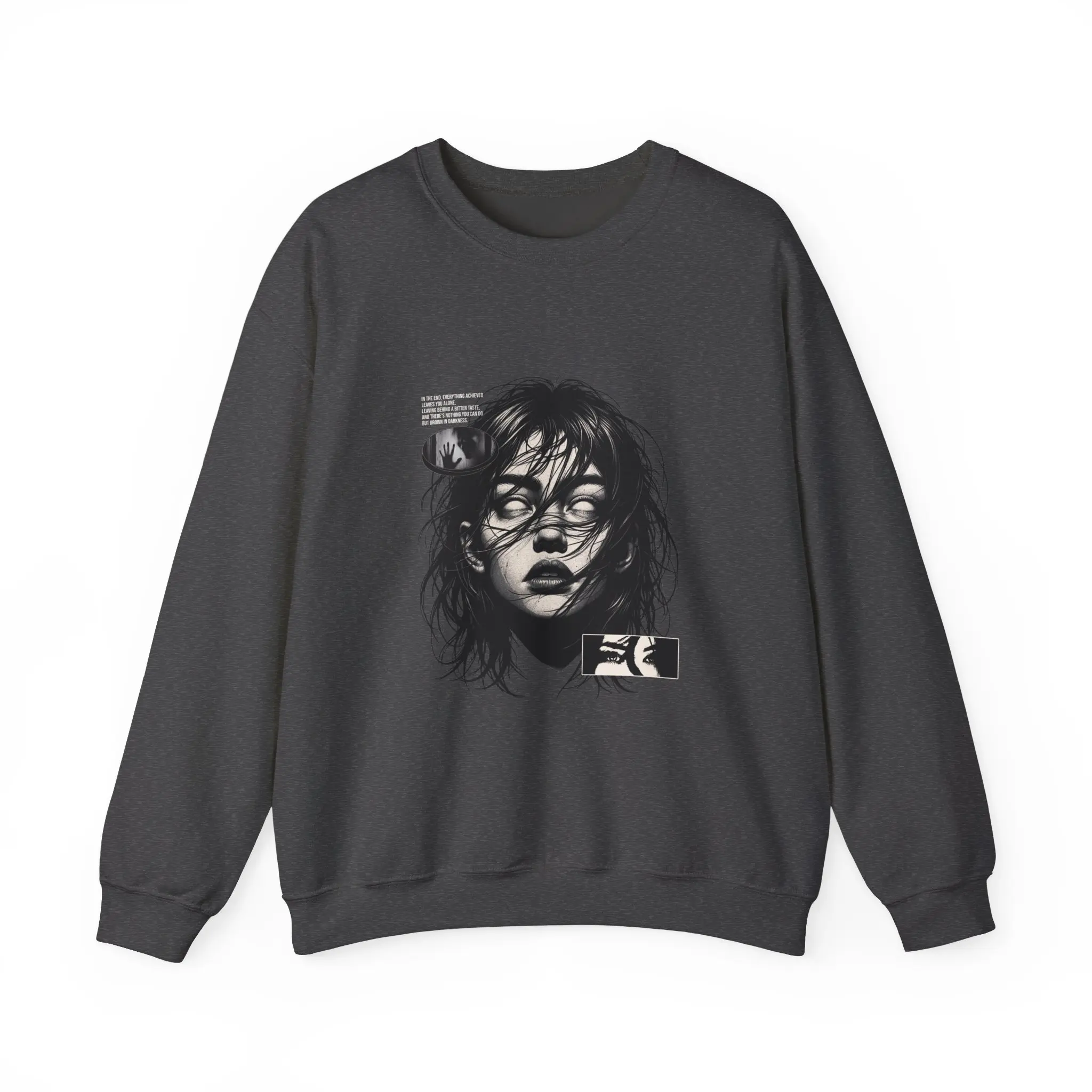 Darkness Face Unisex Sweatshirt, Crewneck Jumper, Gothic Clothing, Men Women Pullover, Emo Style Top Cotton Fabric