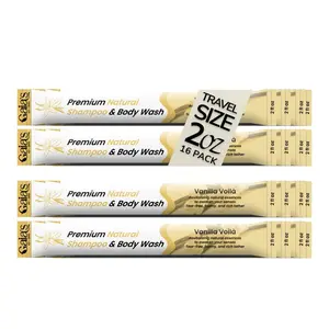 GAIAS Premium Natural Shampoo and Body Wash Vanilla Voila, 32 oz (2 oz X 16) Travel Size, No Added Colors, Tear-Free, Organic and Natural Ingredients, Sustainable Packaging, No Sulfates