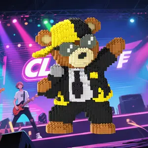 6600pcs Lucky Bear Band 3D Puzzle Set, Creative Room Decor, Birthday/halloween/festive Gift, DIY Craft, Lightweight Statue, Collectible Model