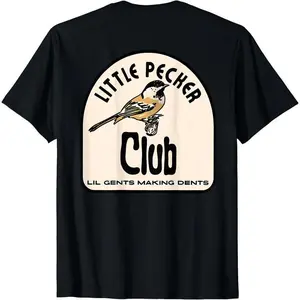 Retro Club - Inspired T - shirt: “Little Pecker Club” Graphic with Bird Design