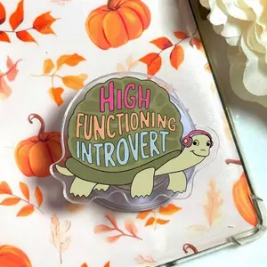 Funny Cute Turtle Magnetic Phone Grip High Functioning Introvert Magsafe Kickstand, Sarcastic Mental Health Gift For Best Friend