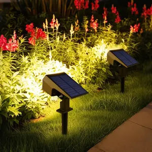 Solar Powered Outdoor LED Spot Light, Waterproof LED Ground Light, Outdoor Garden Decorative Light, LED Patio Lights, Ground/Wall Mounted Light for Garden Path Lawn Landscape, Waterproof Ground Lighting