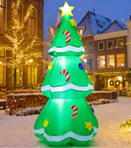 GOOSH 5 FT Christmas Tree Inflatables for Xmas Holiday Indoor Outdoor Blow Up Tree Yard Decoration with Built-in LEDs Ornaments Star Colorful