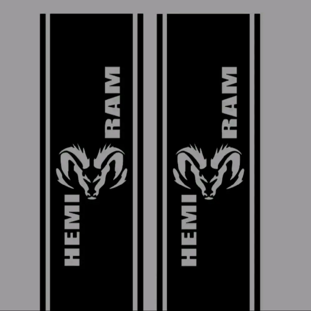 Hemi Ram Bedside Decal, 10"x46", set of 2 vinyl window decal Stickers