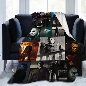 Michael Myers Halloween Theme Super Soft Flannel Blanket, Four Seasons Comfort Multipurpose Use Bed, Sofa, Office, Camping And Travel, Man Women Gift, Halloween Blanket