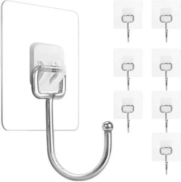 10, 20, 30, 40, 50 pcs Large Adhesive Wall Hooks 44 lb Heavy Duty, Self Stick Swivel Hooks for Towel Coat Key, Waterproof No Drill Hooks for Bathroom Kitchen, Sticky Hooks for Tile, Glass, Door