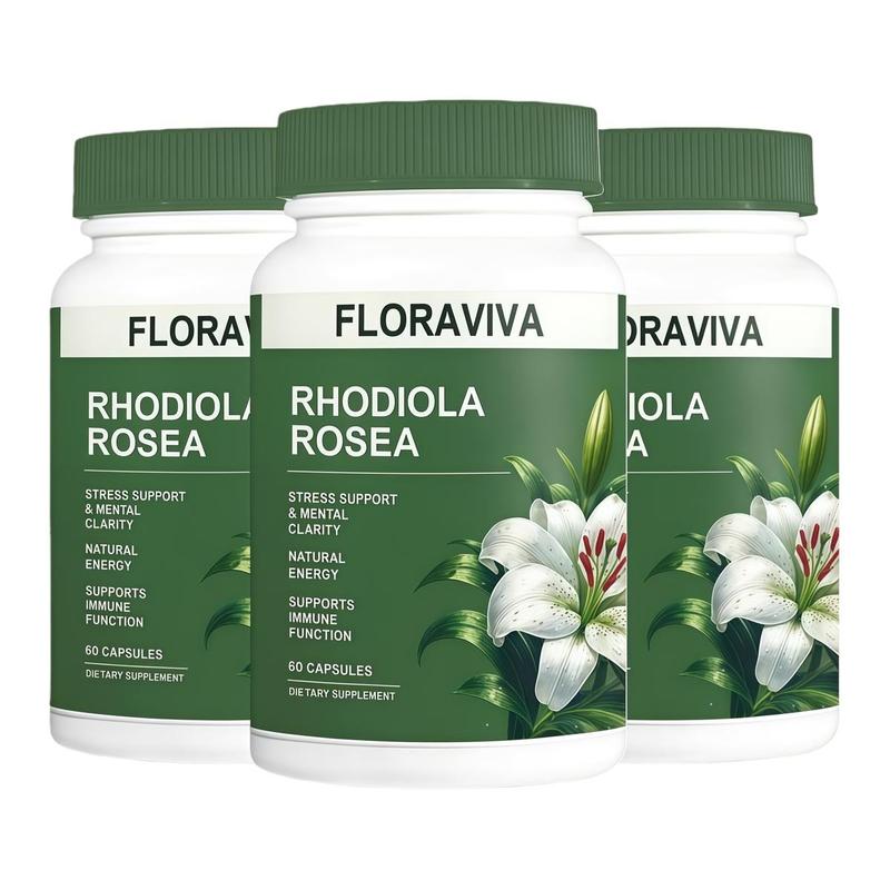 pack of3 Floraviva Rhodiola Rosea [500mg] - Stress Relief, Energy Boost, Focus & Mood Support - Premium Adaptogen Capsules