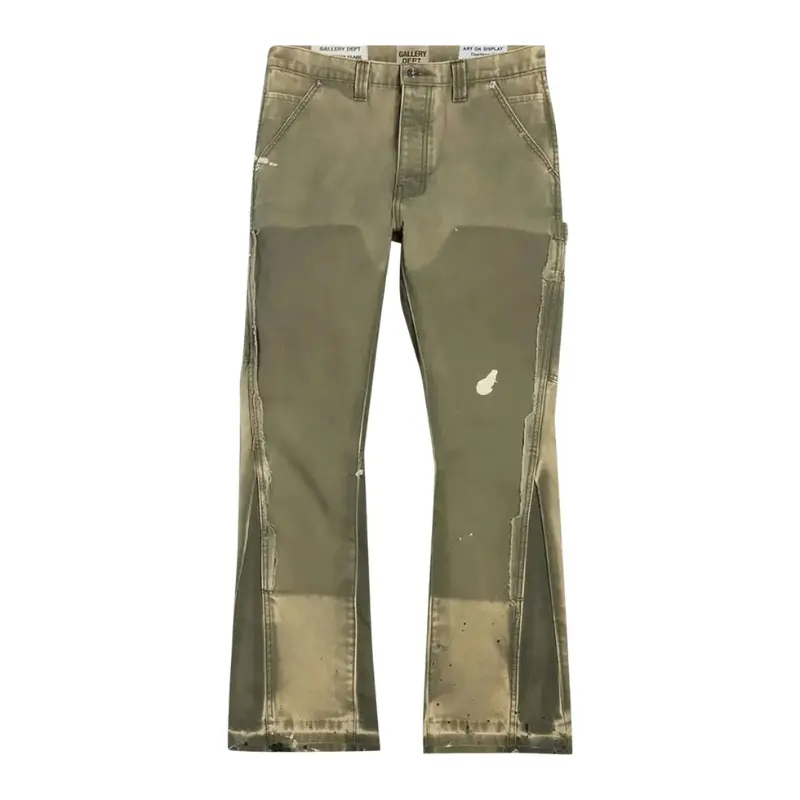 Gallery Dept. 'La Flare' Moss Carpenter Jeans - Men's Menswear Workwear, Oversized Cargo Streetwear, Aesthetic Fashion Bottoms
