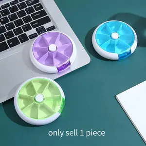 Portable 7-grid Pill Storage Box, 1 Count Mini Pill Organizer, Vitamin Organizer, Supplement Organizer, Pill Storage Container for Home Office Travel