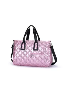 Women's Elegant Quilted Dome Bag, Large Capacity Fashionable Travel Bag, Trendy Fitness Bag Suitable for Swimming Training, Simple and Versatile Women's Leisure Bag