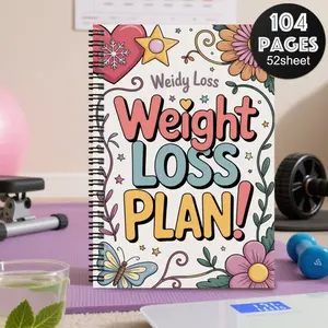 Weight loss plan and health diary notebook - 1 set, suitable for both men and women. Fitness guidance plan and daily exercise plan for weight loss and fitness enthusiasts. A record book specially designed for those who aim to lose weight and get fit. Incl