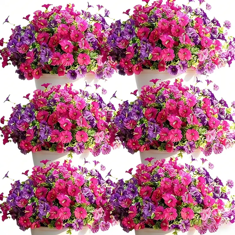 16pcs/Set UV-Resistant Plastic Artificial Fruit & Faux Flower Plants - Artificial Outdoor Flowers, Ornaments for Home Users, Flexible Pot Use, Brighten Any Space, Indoor Outdoor Decor Supplies, Spring-Summer Celebration Accent