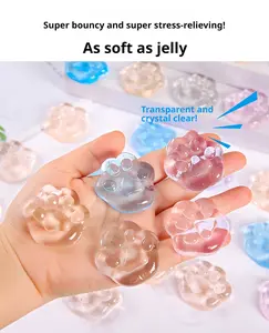 Creative Ice Cube Squeeze Toy, Same Style Stress-Relief Jelly Cat Paw Sticky Toy for Kids