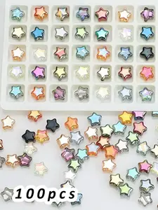 100pcs Star-Shaped Beads Glass Spacer Beads Multicolor 8mm for Jewelry Bracelet Necklace Making Supplies