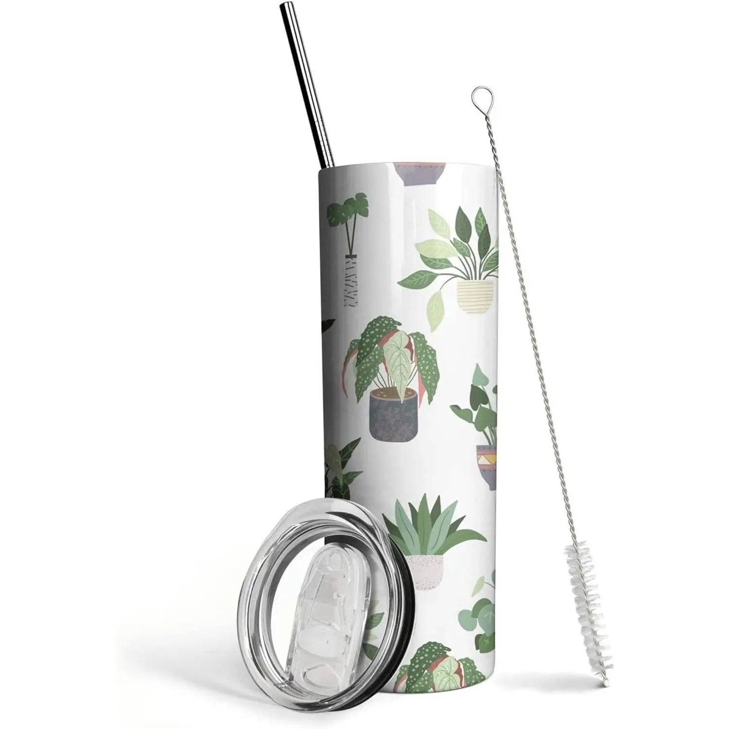 Women's Classic Vacuum Insulated Stainless Steel Tumbler - 2-20 oz Skinny Plant Print Drinkware, Double Wall Reusable Mug with Lid & Straw, for Coffee/Tea, Thanksgiving/Father's Day Gift for Sister
