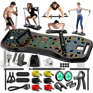 Push Up Board,36 in 1  Gym Equipment with Ab Roller Wheel & Resistance Bands, Portable Foldable Workout Board for Full  Strength  Men Women, for Boyfriend