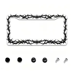 Thorny Vine Print Decorative License Plate Frame,  Aluminum License Plate Frame
