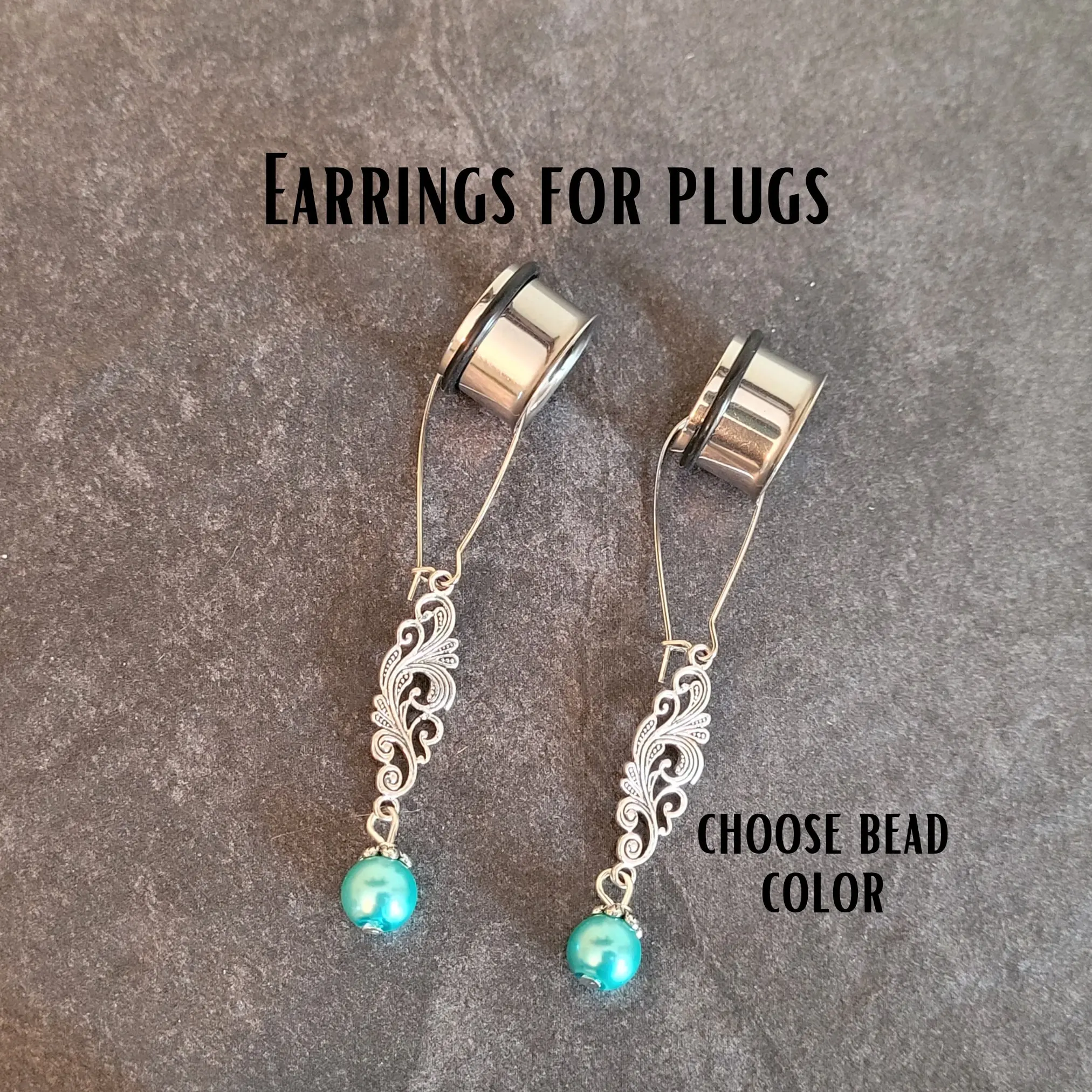 Plug Hoops Earrings Ear Gauges Dangle Charm dangle Drop Earrings stretched ear piercing plugs hangers 4g 2g 0g 00g 7/16 1/2 5/8 3/4 1 inch