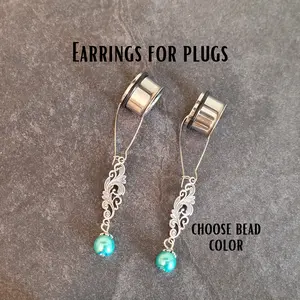 Plug Hoops Earrings Ear Gauges Dangle Charm dangle Drop Earrings stretched ear piercing plugs hangers 4g 2g 0g 00g 7/16 1/2 5/8 3/4 1 inch