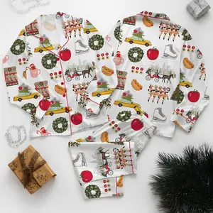 Christmas in New York Pajama Set ,Holiday Satin Sleepwear for Women, NYC Christmas Nightwear Gift Set , Cozy Winter Pajamas for Her, Festive Holiday Loungewear