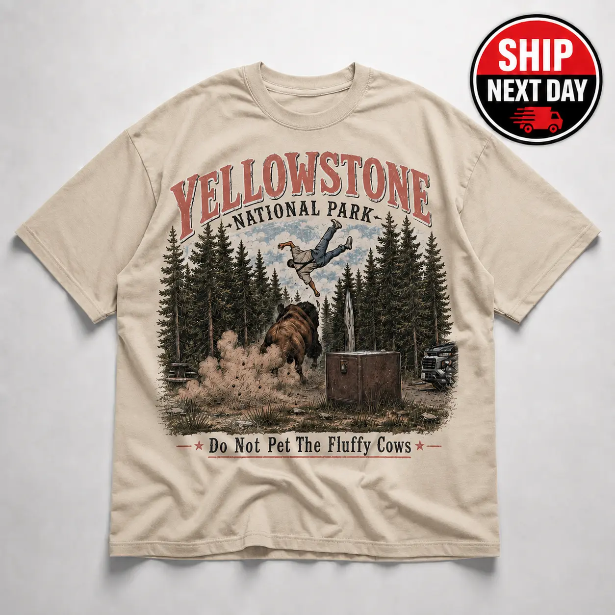 Do Not Pet The Fluffy Cows Shirt, Yellowstone National Park Bison Graphic Tee, Family Trip Camping T-Shirt Vacation Gift