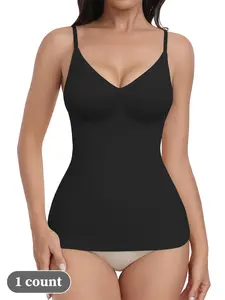 Women's Solid Shapewear Cami Top V Neck, Tummy Control High Stretch Shaper, Ladies Shapewear for All Seasons