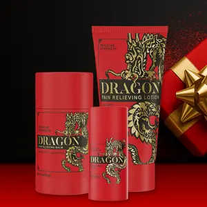 Dragon Pain Relief Red Bundle, Regular Strength Lotion, Roll Up, & Travel Size Balm.- Great for Muscle & Joint Recovery