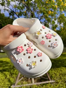 12-Piece Sakura Cherry Blossom Accessories Set, Easy Install Detachable DIY Decorations for Mary Jane Shoes Sandals Beach Bags