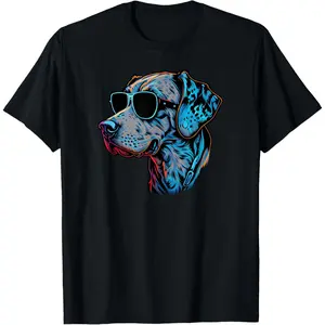 100% Cotton Dad Mom Cool Dog Sunglasses - Catahoula Leopard T-Shirt